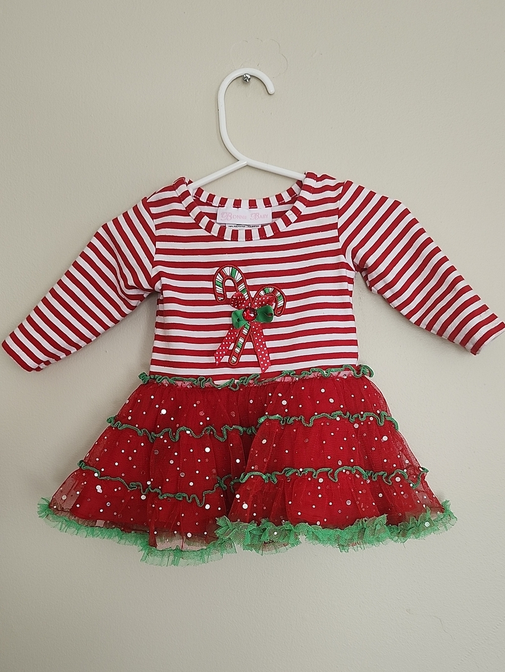 Bonnie Baby Christmas  Candy Cane Tutu Dress,  3-6 M